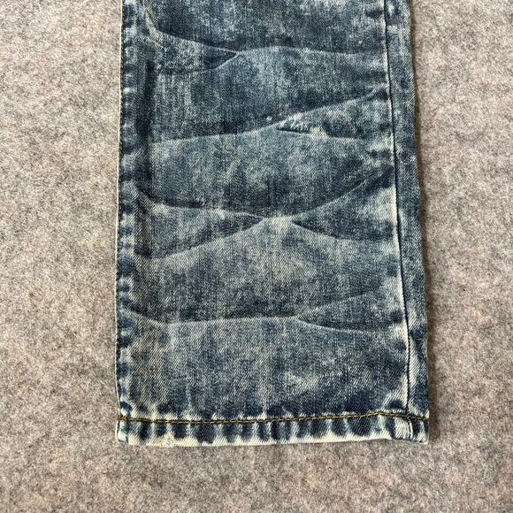 Pink Dolphin Mens Blue Denim Jeans Destructed Relaxed Ripped Thrashed Size 36 - Picture 14 of 16